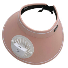 (Pink) Battery Operated Sun Hat with Detachable Cooling Fan Breathable Hat for Beach Camping and Daily Commutes  White