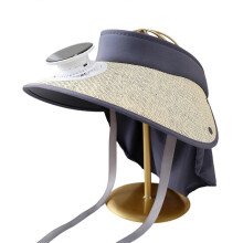 (Beige., Shawl Straw Hat) Quick Drying Sun Hat With Cooling Fan Solar Power Fan Hat Wide Brims Sun Protection Headwear For Outdoor Activity Multicolor