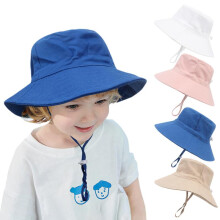 (Beige, M 54) Summer Big Brim Sun Hat for Kids Soft Breathable Basin Cap Boys Girls Outdoor Bucket Hat Fishing Beach UV Protection