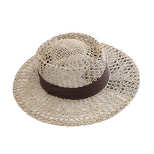 (Coffee) Versatiles Western Straw Hat Durabililty Straw Hat Gardening Breathable Sun Hat for Travel and Leisures  Black