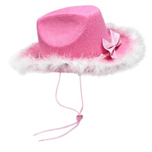 (pink white hair) Trendy Cowboy Hats With Wide Brims Fashion Cosplay Hat For Sun Coverage During Outdoor Event And Travels  white pink hair