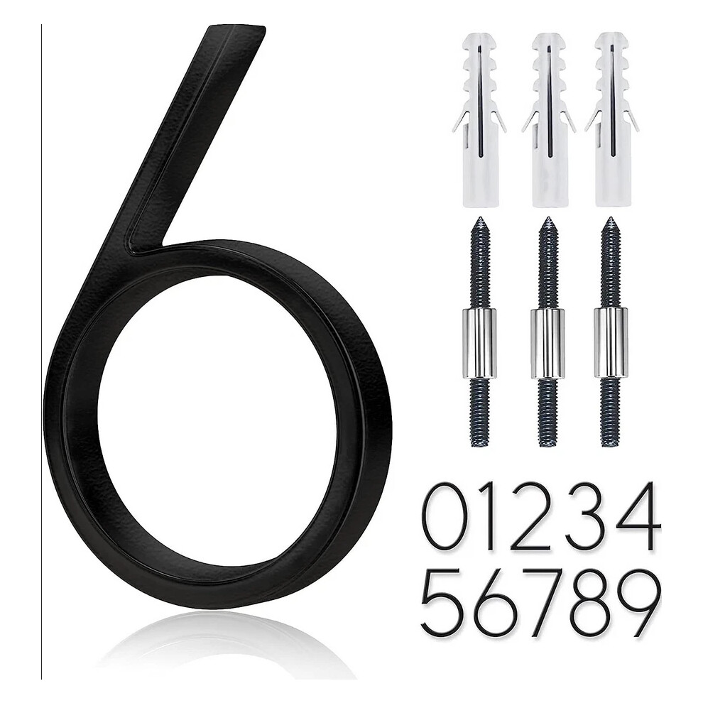 (6) 5Inch Floating House Number Outside, Zinc Alloy Metal Modern House Numbers Bk 4069369550065