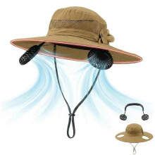 (Black) Solar-Powered Cooling Hat for Outdoor Enthusiasts: Gear with Built-in Fan and Sun Protection Brown