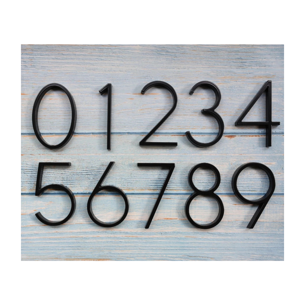 (4) 5Inch Floating House Number Outside, Zinc Alloy Metal Modern House Numbers Bk 4069369550041