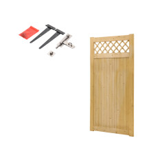 90x180cm Pine Wood Garden Gate with Rhombus Lattice Top, with T-Hinges & Stainless Steel Latch