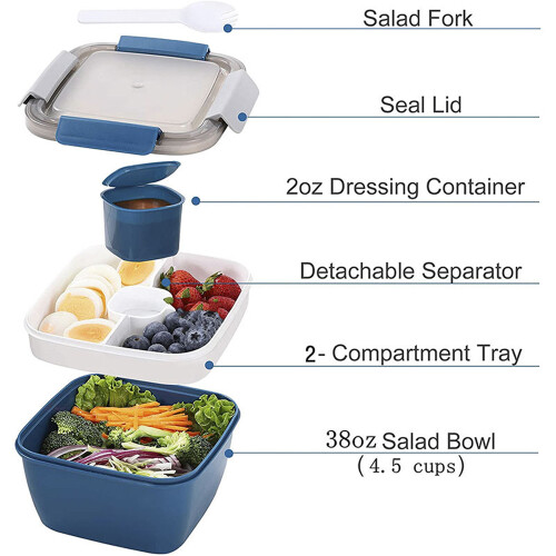 Double Layer Bento Box 1500mL with Spork