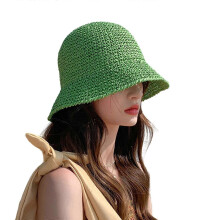(Green) Lightweight Foldable Wide Brimmed Handwoven Sun Hat Protection Handwoven Straw Hat for Beach  Green