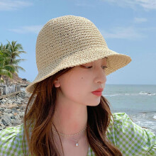 (Khaki) Lightweight Foldable Wide Brimmed Handwoven Sun Hat Protection Handwoven Straw Hat for Beach  Green