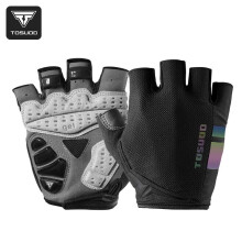 (Black and blue, XL) TOSUOD Half Finger Cycling Gloves Anti-slip Shock-absorbing Wear-resisting Breathable Cycling Professional Fitness Sports Gloves
