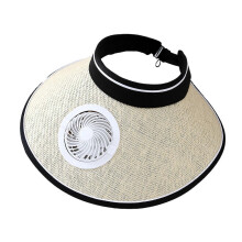 (Beige., Big straw hat) Quick Drying Sun Hat With Cooling Fan Solar Power Fan Hat Wide Brims Sun Protection Headwear For Outdoor Activity Multicolor