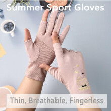 (grey) Summer Sport Gloves Breathable Mesh Thin Quick Dry Sunscreen Gloves Anti-Slip Touchscreen Driving Fishing Cycling Gloves
