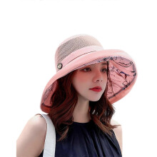 (Pink) Fashionable Fisherman Hat Wide Brims Sun Hat With Decorative Wooden Button Foldable Beach Hat Sunshade Hat Fishing Caps  Yellow