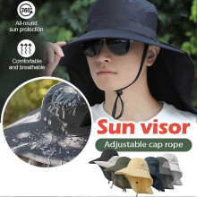 Sun Protection Fishing Hat - Wide Brim UPF Hat with Neck Flap for Hiking