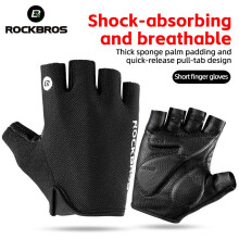 (S106R, M) ROCKBROS Bike Gloves Half Finger Summer Breathable Anti-slip SBR Pad Shockproof MTB Road Bicycle Gloves