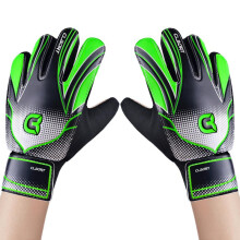 (Green1, 6) 1 Pair Non-Slip Soccer Goalie Gloves with Double Wrist Protection, Adult Football Goalkeeper Gloves, Strong Grip for Training and Match