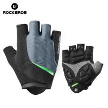 (S159BGR, L) ROCKBROS Bicycle Gloves Summer Breathable MTB Road Half Finger Bike Gloves SBR Gel Pad Shockproof Sports Cycling Shorts Gloves