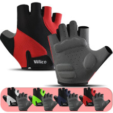(A0123-red, XL) Breathable Wear-Resistant Cycling Gloves Short Finger Riding Gloves for Spring Summer Outdoor Running Sports