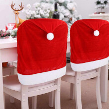 2pc Red Hat Dining Chair Slipcovers,Christmas Chair Back Covers Kitchen Chair Covers compatible with Christmas Holiday Festival Decoration