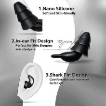 2 Pair of side sleeping silicone ear plugs - reusable and washable hearing protection - ideal for snoring, working, sleeping, traveling
