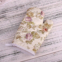 (rose) Heat Resistant Cotton Baking Gloves Non-Slip Oven Mitts
