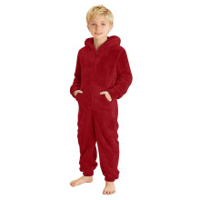 Boys' Fleece-Lined Thickened Hooded Onesie for Winter Warmth – Infant/Toddler Crawling Suit, Ages 1-12, Red