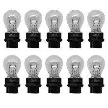 10 Pack 3157 Clear and Amber Tail Signal Brake Light Bulbs