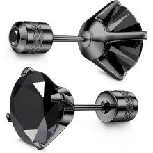 Hypoallergenic Titanium Screw Earrings for Sensitive Ears – 5A CZ Titanium Studs, Unisex, Double-Sided, Compatible with Sensitive Skin