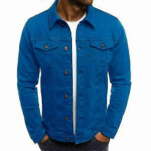 (3XL, Blue) Mens Denim Jeans Jacket Short Slim Fit!ZZ28