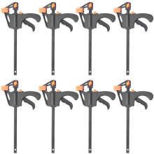 Plastic F Clamps Set 8-Piece, 100mm 4 Inch Bar F Clamps Clip Grip Quick Ratchet Release Woodworking