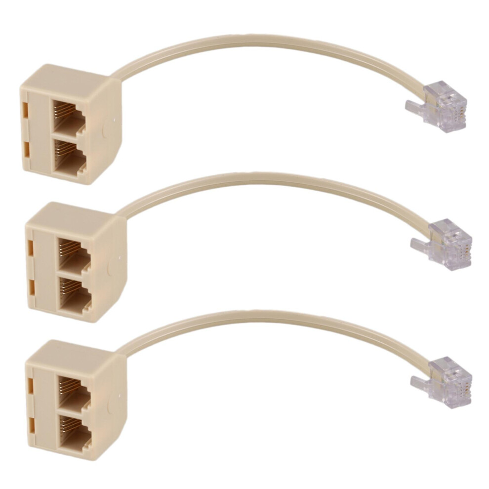 3X Rj11 6P4c 2 Way Outlet Telephone Jack Line Splitter Adapter 3313032535103