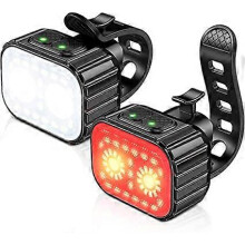 Lumiere Velo Avant et Arriere, 8 + 12 modos de clairage Lampe Vlo LED tanche IPX6, USB recarregável Eclairage Velo para Cyclysme VTT, VTC, Bicyclette