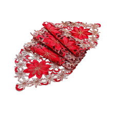 Christmas Table Runner, Poinsettia Holly Leaf Embroidered Table Linens compatible with Christmas Decorations 15
