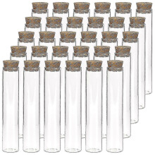 30pcs 25ml Glass Test Tubes, 20100mm Clear Flat Test Tubes With Cork Stoppers compatible with Scientific Experiments, Bath Salt