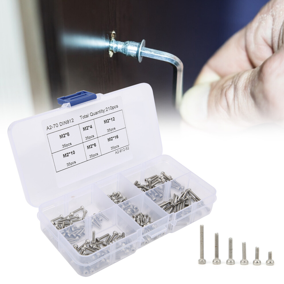 210pcs 304 Stainless Hex Socket Screw Kit
