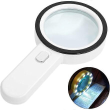 Illuminated Reading Magnifier, 30X Magnifying Glass with 12 LED Lights
