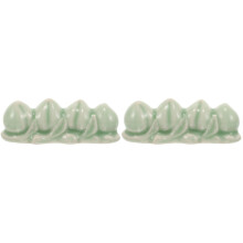 2Pcs Artistic Green Ceramic Brush Holder Durable Calligraphy Pen Rack