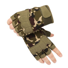 (Green, L) Tactical Military Cut Proof Fingerless Gloves Men Women Anti-Slip Outdoor Sports Shooting Paintball Airsoft Bicycle Gloves