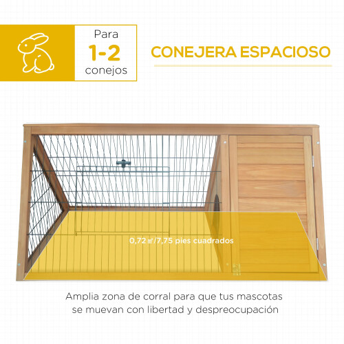 PawHut Jaula para Conejo Marrón 116 x 62.2 x 52.5 cm 1