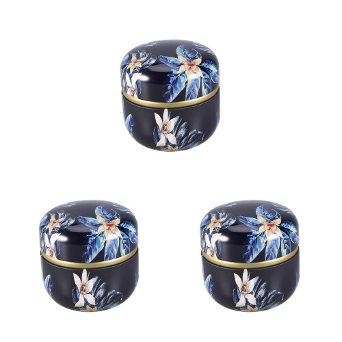 3Pcs Thick Tinplate Tea Leaf Jar Navy Color Sealing Can Storage Tank 2