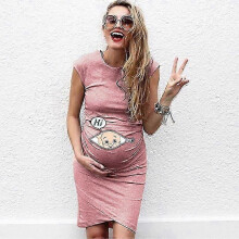 (M, Pink) Cute Maternity Dress Loose Casual Dress Women Maternity Clothes Plus Size Pregnant Woman Maternity Dress Skirtszz40