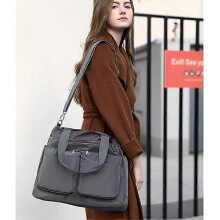 Women's Shoulder Bag, Waterproof Nylon Crossbody Bag Travel Handbag with Several Pockets