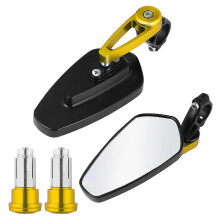 Espejo retrovisor para manillar de bicicleta, modificado para motocicleta, ideal para viajes de aventura, color dorado, 15,00 x 6,50 x 6,50 cm, 1 par.