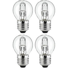 4x 28W (40W) halogénová číra žiarovka na golfovú loptičku - pätica E27, teplá biela, stmievateľná