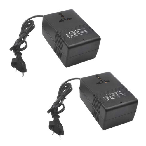 Conversor de voltagem 2X 200W compatível com mer 220V para 110V AC, compatível com plugue europeu.