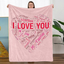 I Love You Throw Blanket – 40"x50", 100 Languages Love Design, Christmas/Anniversary/Birthday Gift for Her, Him, Wife, GF – Compatible with Couch