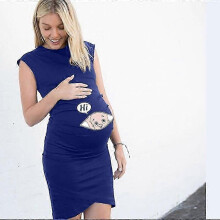 (M, Gray) Cute Maternity Dress Loose Casual Dress Women Maternity Clothes Plus Size Pregnant Woman Maternity Dress Skirtszz40