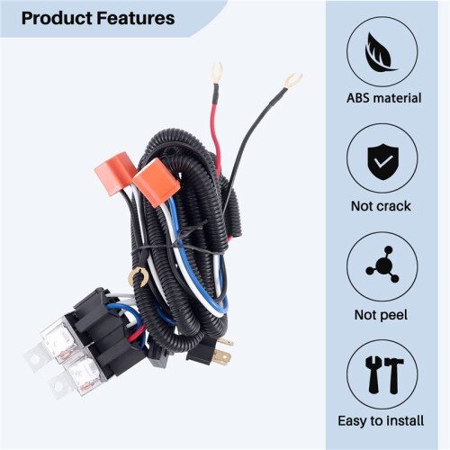 H4 Negative Switched LED Headlight Lamp Bulb Relay Wiring Harness Plug Kit