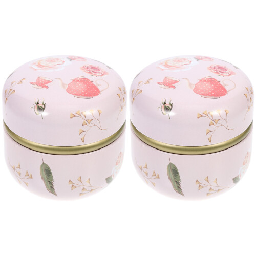 6Pcs Pink Tea Shop Storage Jars Decorative Tinplate Candy Holders