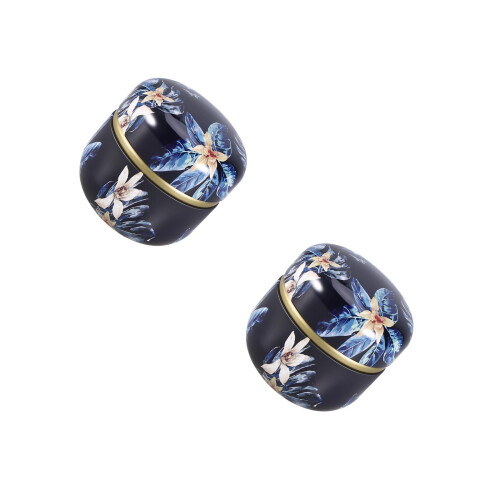 2Pcs Navy Round Tinplate Tea Leaf Organizer Sealing Can for Storage 1