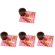 4Sets Mini Broodmand Resin Miniatuur Poppenhuis Versiering